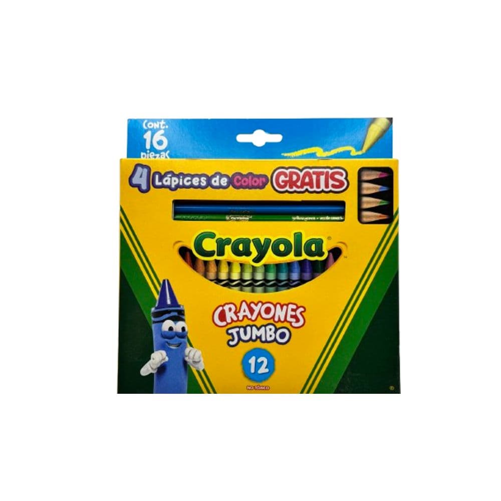 Crayones Jumbo x 12 + 4 lápices de color