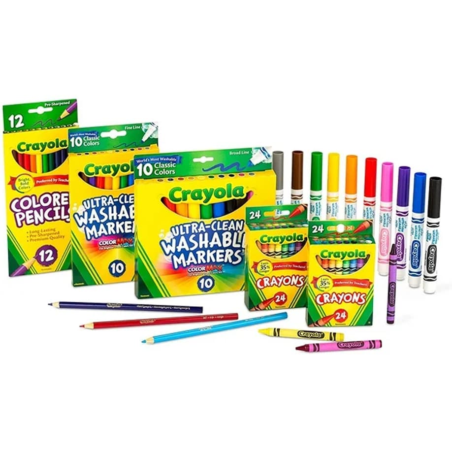 Productos Crayola originales organizados profesionalmente